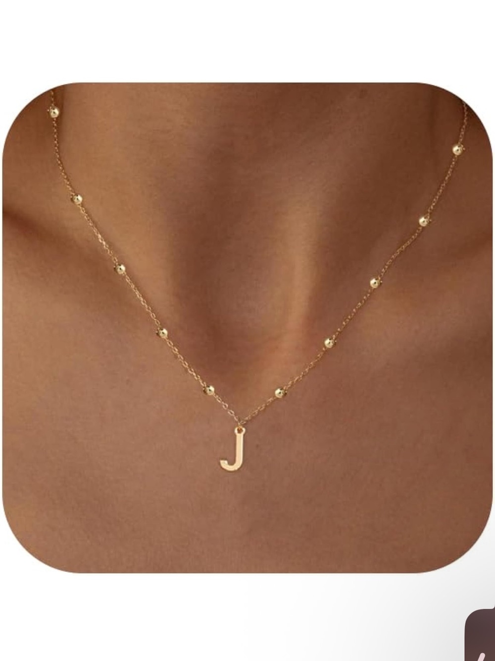 KISSCLOUD Initial Necklaces for Women 14K Gold Initial J